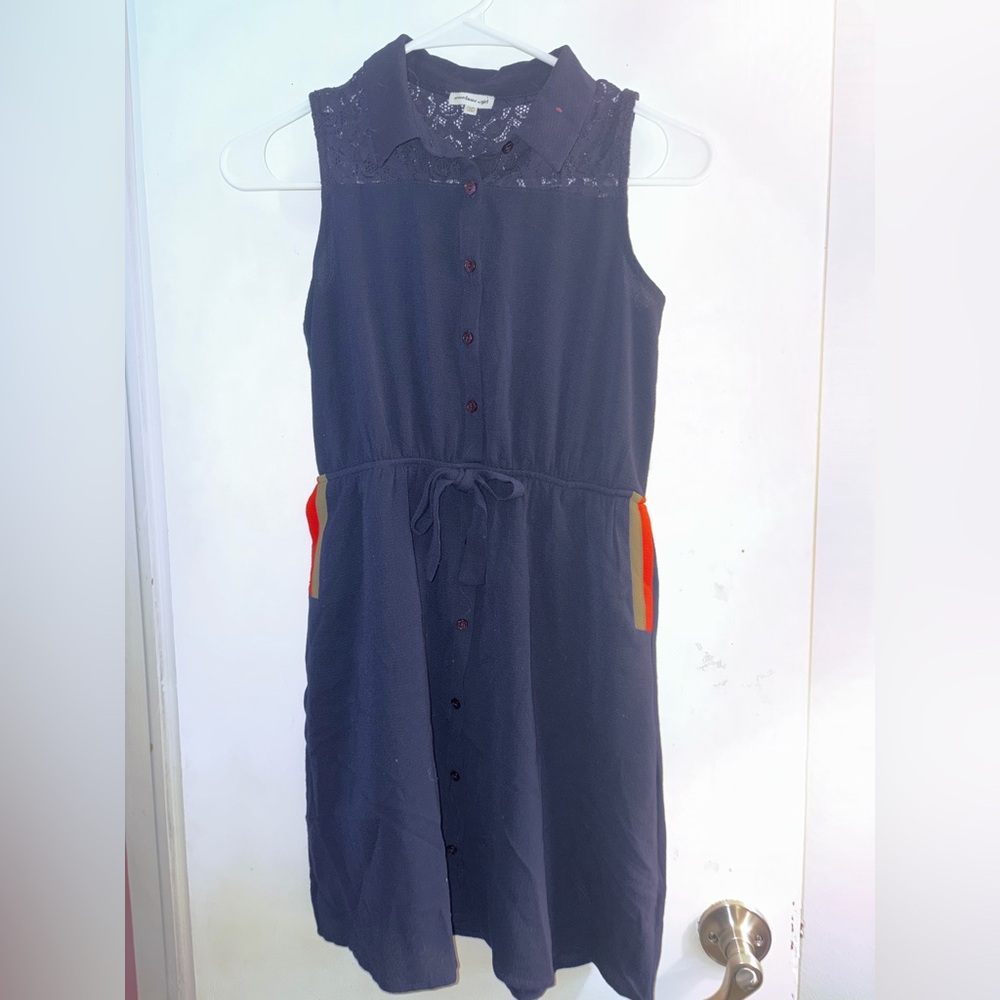 Monteau Navy Lace Detail Top